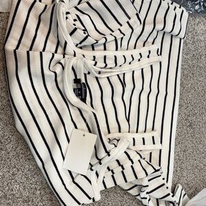 Ambiance Black and White Striped Kids Casual Dress